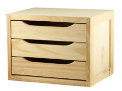 BLOC 3 TIROIRS PIN MASSIF 39X30X29.5CM