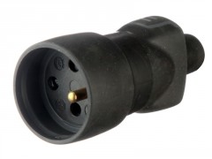 FICHE FEMELLE 2POLES +TERRE CAOUTCHOUC NOIR S/B