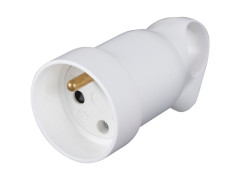 FICHE FEMELLE 2 POLES + TERRE 16A ANNEAU BLANC