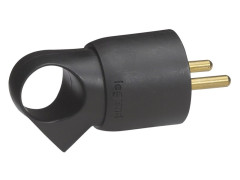 FICHE MALE 2 POLES/TERRE 16A ANNEAU NOIR