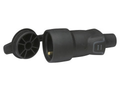 FICHE FEMELLE 2 POLES + TERRE 16A CAOUTCHOUC + BOUCHON