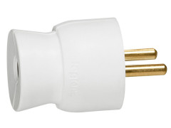 FICHE MALE 2 POLES + TERRE 16A DROITE BLANC