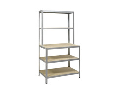 ETAGERE METAL BOIS L100XH186XP60CM 5 TABLETTES STRONG WORK GRIS