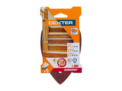 ABRASIF TRIANGLE MULTIFONCTION 98X140MM GRAIN 80 LOT DE 5 DEXTER