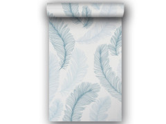 PAPIER PEINT VINYLE INTISSE UNI PLUME BLEU PAILLETTE