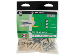 CHEVILLE MULTIMATERIAU 6X25MM AVEC VIS GRAPEX BOITE DE 80 PIECES