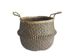 PANIER SDB ETHNO ZIGZAG 30X30X14CM NOIR/NATUREL