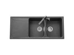 EVIER A ENCASTRER ROXANA 2 BAC+1 EGOUTTOIR L116XP50CM GRANIT+RES NOIR