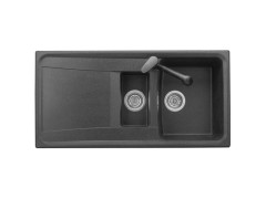 EVIER A ENCASTRER ROXANA 1.5BAC+1 EGOUTTOIR L97XP50CM GRANIT+RES NOIR