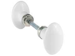 BOUTONS DE PORTE UNI PORCELAINE DE LIMOGES NICKELï¿½ MAT X2