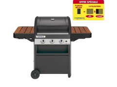 BARBECUE GAZ 3 SERIES CLASSIC WLD 2 EN 1 + PLANCHA NOIR