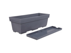 JARDINNIERE TOSCANE 18X50X16,7CM + PLATEAU CLIP PLASIQUE ANTHRACITE