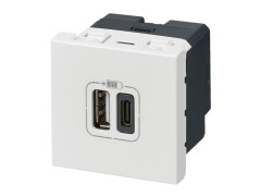 PRISE DOUBLE USB A+C 2 MODULE MOSAIC BLANC