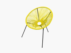 FAUTEUIL ACAPULCO ACIER ET POLYETHYLENE NOIR JAUNE LEMON