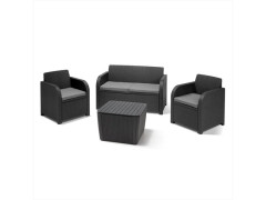 SALON BAS JARDIN NOVO RESINE NATERIAL ANTHRACITE 4 PERSONNES