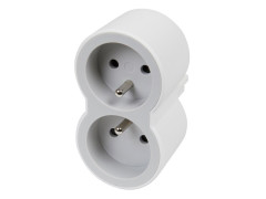 BIPLITE 2 PRISES TERRE BLANC/GRIS
