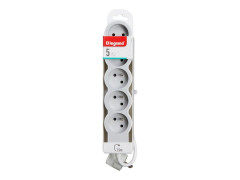 MULTIPRISE 5 PRISES TERRE 1,5M BLANC/GRIS