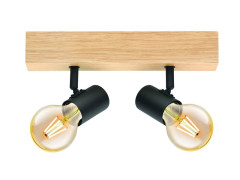 BARRE 2 SPOTS TOWNSHEND E27 BOIS/NOIR