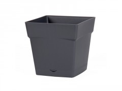 POT TOSCANE BAS CARRE RESERVE EAU 24,8X24,8X24CM 10,2L GRIS ANTHRACITE