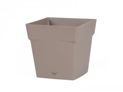 POT TOSCANE BAS CARRE RESERVE EAU 24,8X24,8X24CM 10,2L TAUPE