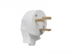 FICHE MALE 20A 2 POLE + TERRE COUDE BLANC
