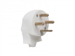 FICHE MALE 20A 3 POLE + TERRE COUDE BLANC