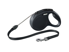 LAISSE CHIEN M ENROULEUR AUTO/FREIN/POIGNEE ERGONOMIQUE FLEXI 5M NOIR