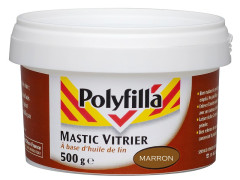 MASTIC VITRIER HUILE DE LIN MARRON POLYFILLA POT 500G
