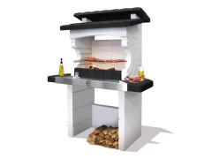 BARBECUE EN BETON GRIS ET NOIR KOS L.125 X L.72 X H.161 CM