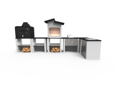 BARBECUE EN BETON BLANC L.96 X L.60 X H.167 CM