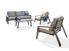 SALON BAS DE JARDIN EN ALUMINIUM IBIZA GRIS ANTHRACITE 5 PERSONNE
