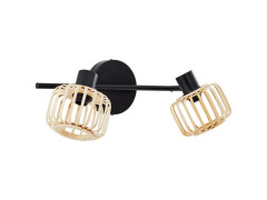 BARRE 2 SPOTS PECAN E14 METAL NOIR/BAMBOU INSPIRE