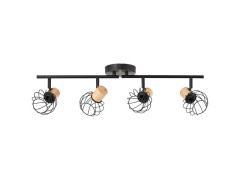 BARRE 4 SPOTS MALLOW E14 METAL NOIR/BAMBOU INSPIRE