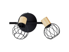 BARRE 2 SPOTS MALLOW E14 METAL NOIR/BAMBOU INSPIRE