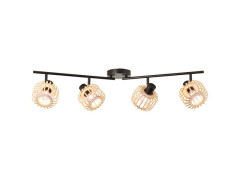 BARRE 4 SPOTS PECAN E14 METAL NOIR/BAMBOU INSPIRE