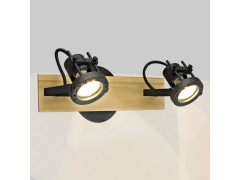 BARRE 2 SPOTS TECHNIC GU10 METAL NOIR/BOIS INSPIRE