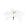 DECO NOEL SUR CLIP POINSETTIA POLYESTER BORD PAILLETTE D24 H7CM BLANC