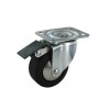 ROULETTE PIVOTANTE PLATINE A FREIN NOIRE CAOUTCHOUC DIAMETRE 65MM