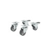 ROULETTE PIVOTANTE PLATINE LOT DE 4 + 2 FREINS GRIS DIAMETRE 50MM