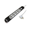 BLOC 5P INTERRUPTEUR USB 1.5M, BLANC/NOIR
