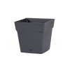 POT TOSCANE BAS CARRE RESERVE EAU 24,8X24,8X24CM 10,2L GRIS ANTHRACITE