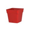 POT TOSCANE BAS CARRE RESERVE EAU 24,8X24,8X24CM 10,2L ROUGE