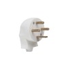 FICHE MALE 20A 3 POLE + TERRE COUDE BLANC