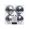 BOULE NOEL PLASTIQUE D10CM ARGENT BRILLANT/MAT LOT DE 4