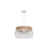 SUSPENSION KANEL E27 D45 METAL BLANC / BOIS INSPIRE