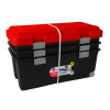 COFFRE DE RANGEMENT 75L CAMPER 80X40X34CM NOIR ROUGE LOT DE 3