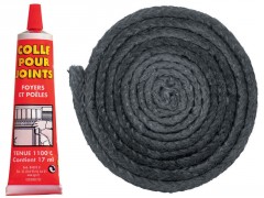 JOINT EN FIBRE DE VERRE POUR CHAUFFAGE DIAMETRE 6MM 2M50 NOIR