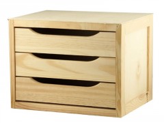 BLOC DECO 3 TIROIRS PIN MASSIF PEFC H29,6XL39XP30CM