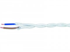 FIL DE LUMINAIRE RAYONNE TORSADE 2X0.5MM2 3 METRES BLANC