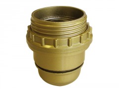 DOUILLE E27 ISOLE 1/2 FILETEE + BAGUE D48MM OR